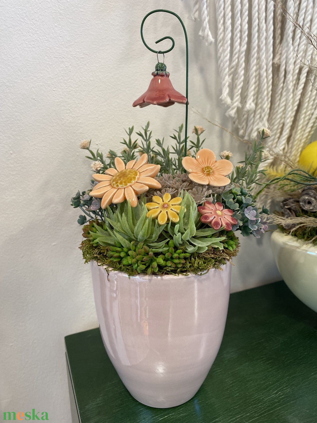 Kerámia virágos dísz - otthon & életmód - dekoráció - dísztárgy - Meska.hu