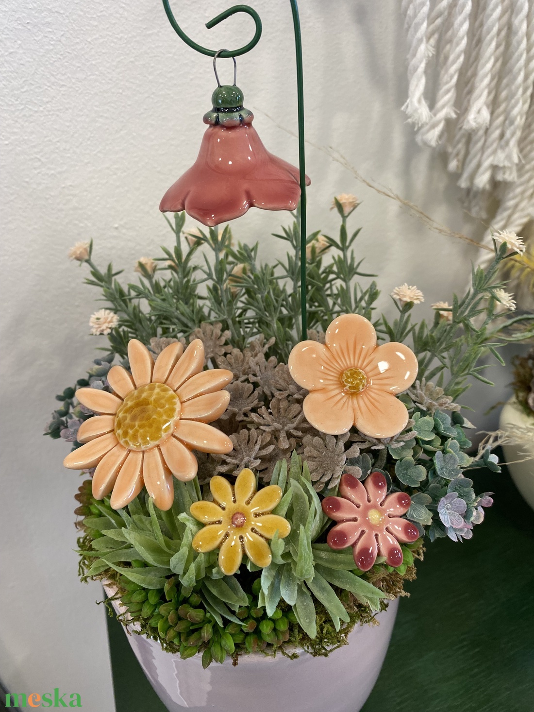 Kerámia virágos dísz - otthon & életmód - dekoráció - dísztárgy - Meska.hu