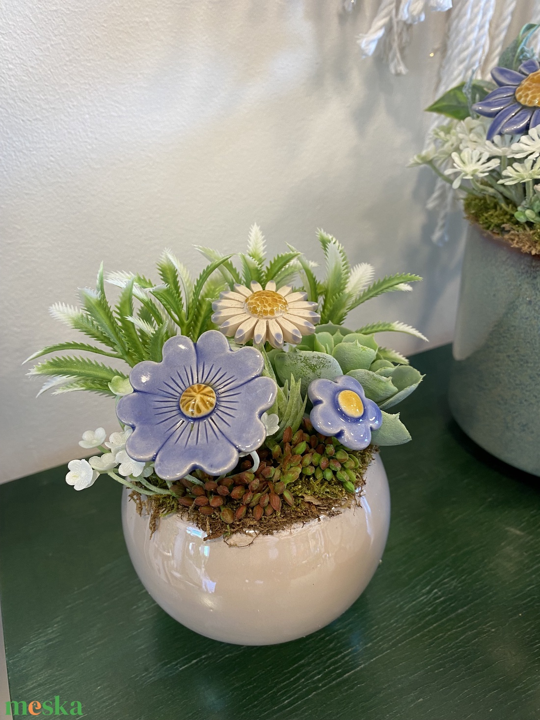 Kerámia virágos dísz  - otthon & életmód - dekoráció - asztal és polc dekoráció - asztaldísz - Meska.hu