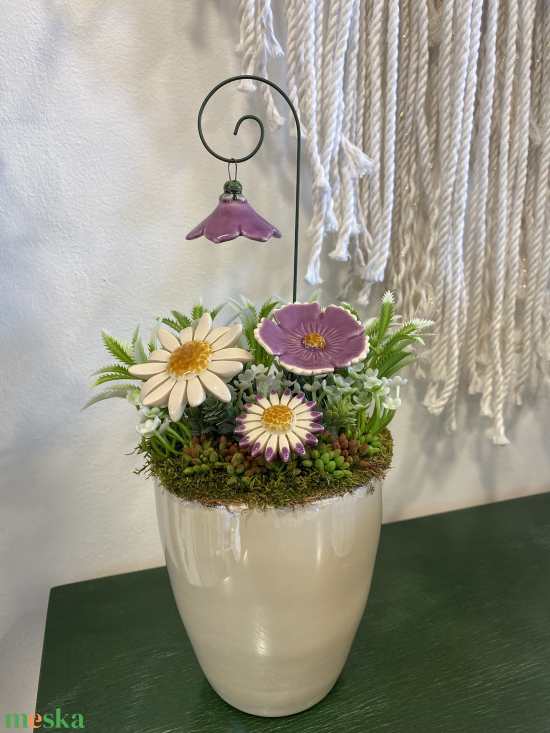 Kerámia virágos dísz  - otthon & életmód - dekoráció - asztal és polc dekoráció - asztaldísz - Meska.hu