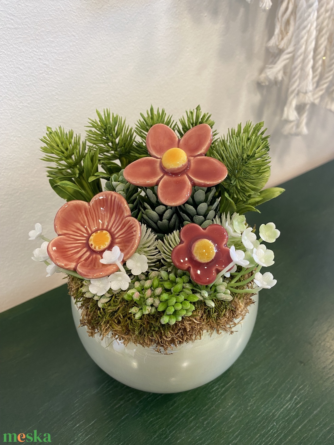 Kerámia virágos dísz  - otthon & életmód - dekoráció - asztal és polc dekoráció - asztaldísz - Meska.hu