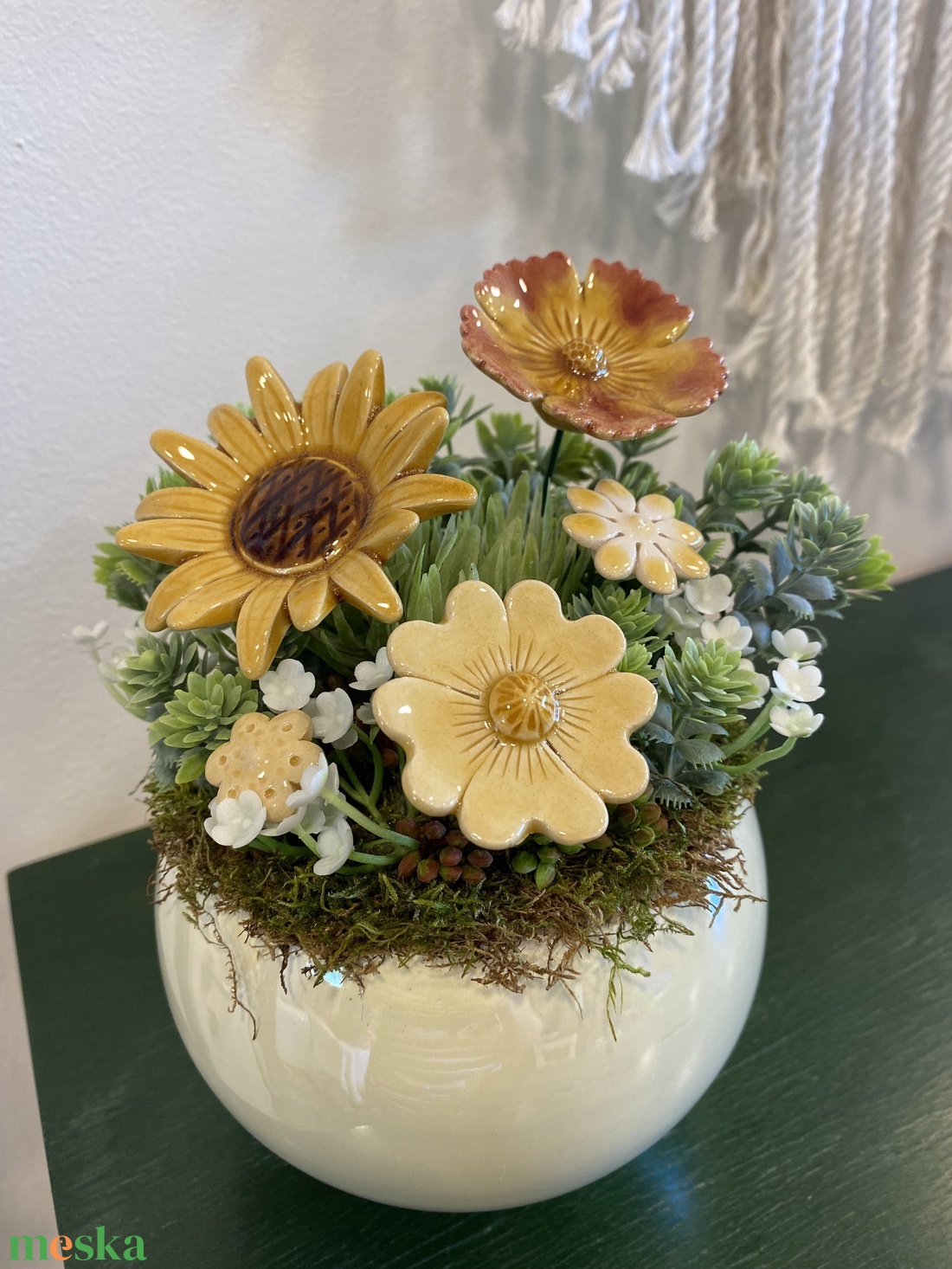 Kerámia virágos dísz  - otthon & életmód - dekoráció - asztal és polc dekoráció - asztaldísz - Meska.hu