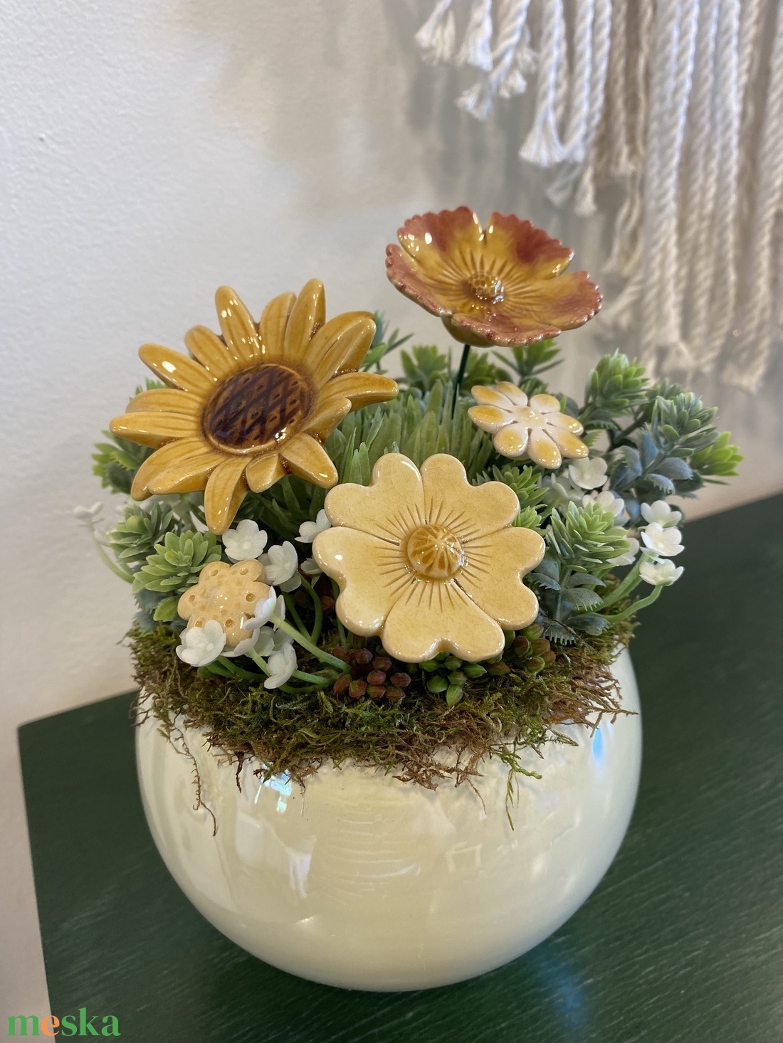 Kerámia virágos dísz  - otthon & életmód - dekoráció - asztal és polc dekoráció - asztaldísz - Meska.hu