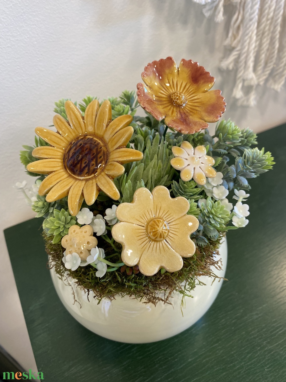 Kerámia virágos dísz  - otthon & életmód - dekoráció - asztal és polc dekoráció - asztaldísz - Meska.hu