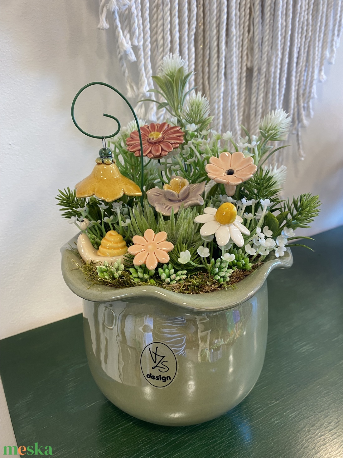 Kerámia virágos dísz  - otthon & életmód - dekoráció - asztal és polc dekoráció - asztaldísz - Meska.hu