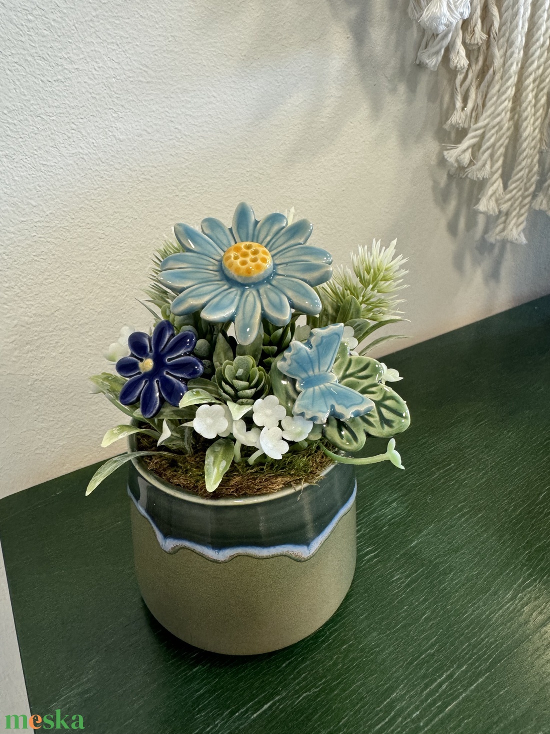 Kerámia virágos dísz  - otthon & életmód - dekoráció - asztal és polc dekoráció - asztaldísz - Meska.hu