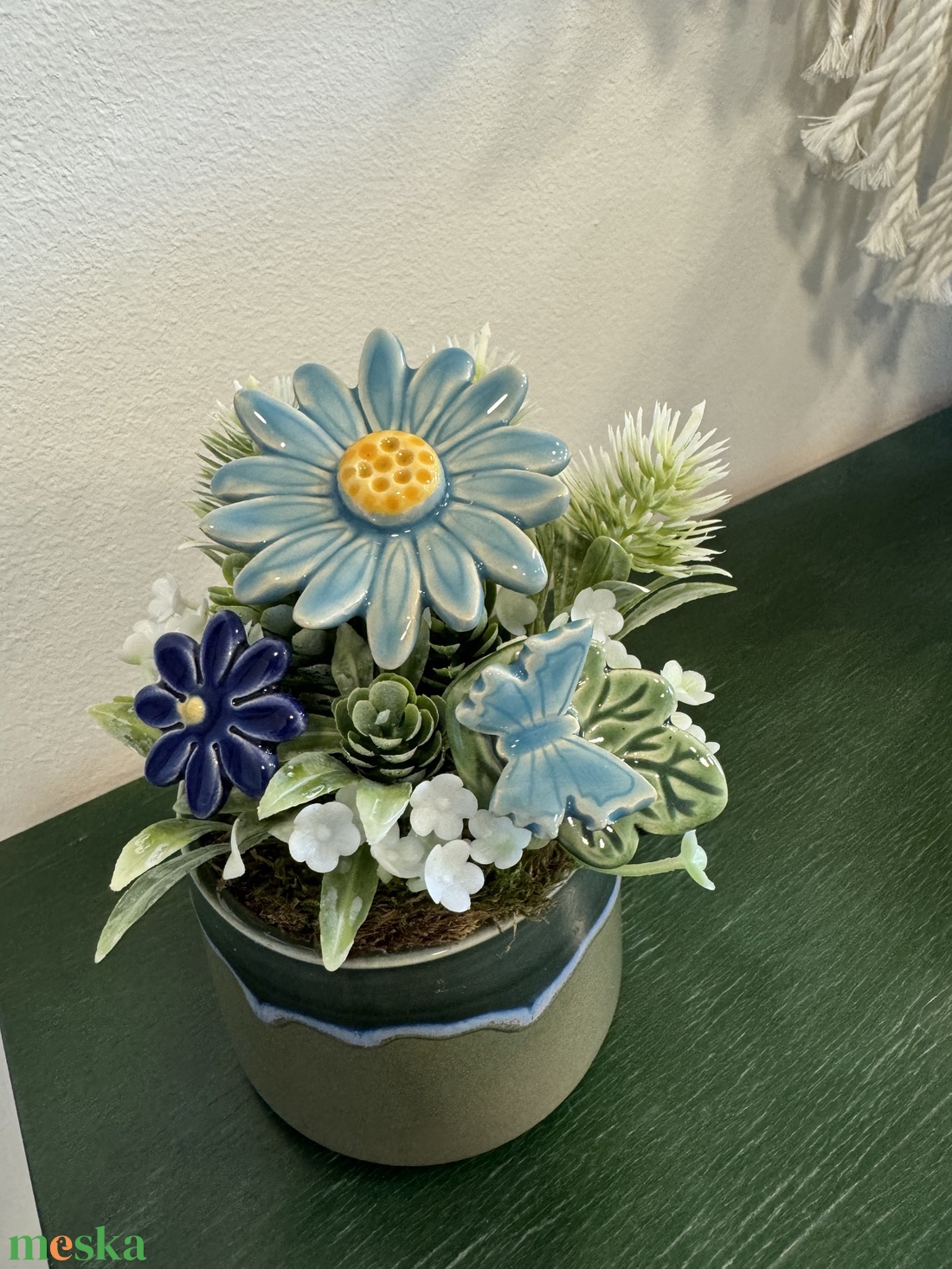 Kerámia virágos dísz  - otthon & életmód - dekoráció - asztal és polc dekoráció - asztaldísz - Meska.hu