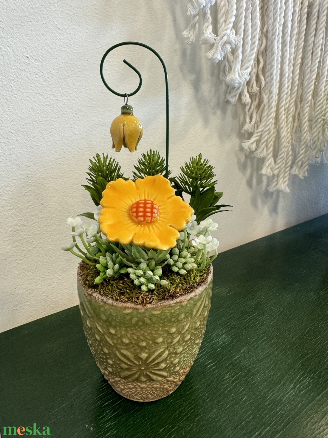 Kerámia virágos dísz  - otthon & életmód - dekoráció - asztal és polc dekoráció - asztaldísz - Meska.hu