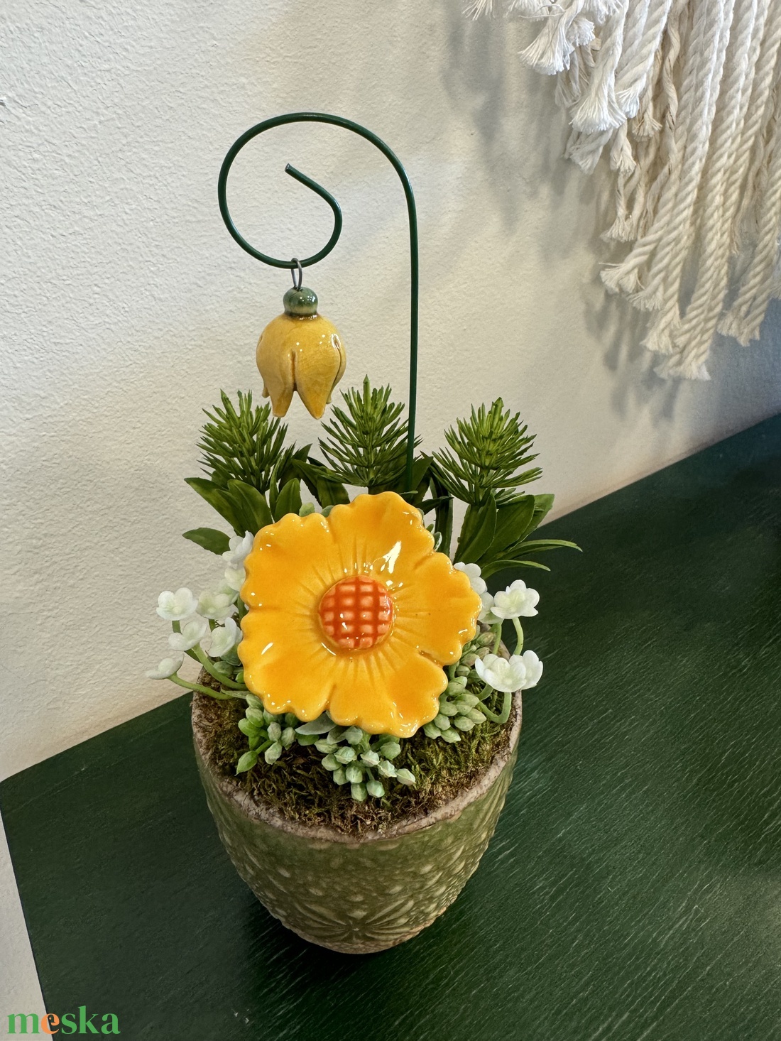 Kerámia virágos dísz  - otthon & életmód - dekoráció - asztal és polc dekoráció - asztaldísz - Meska.hu