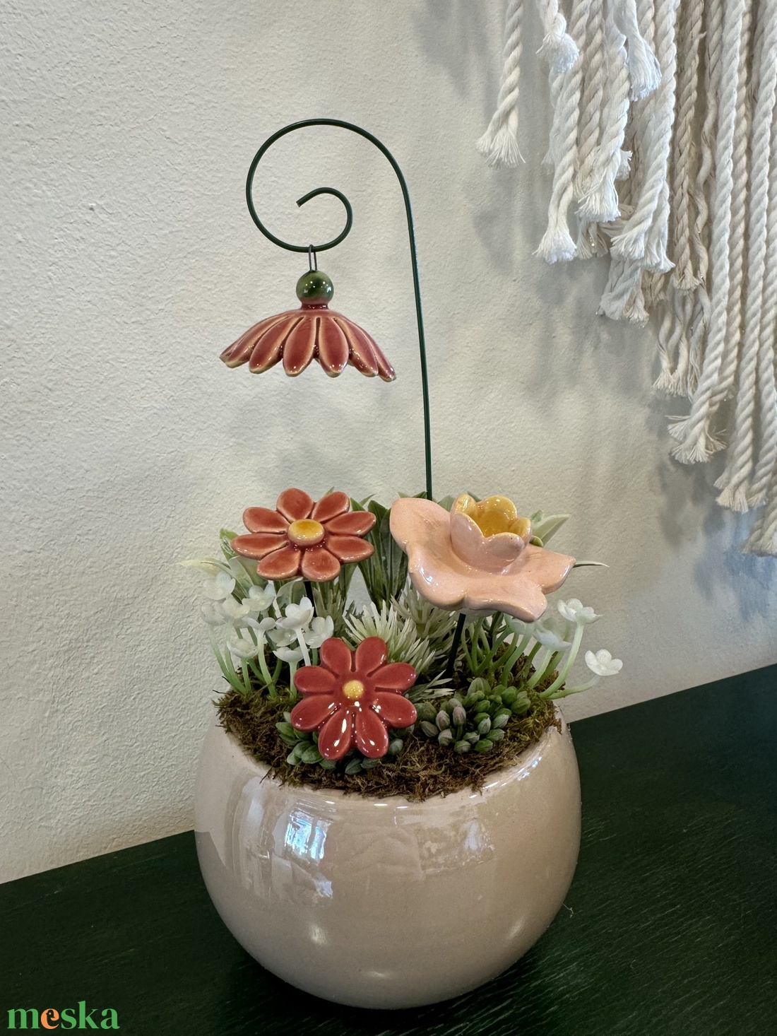 Kerámia virágos dísz  - otthon & életmód - dekoráció - asztal és polc dekoráció - asztaldísz - Meska.hu