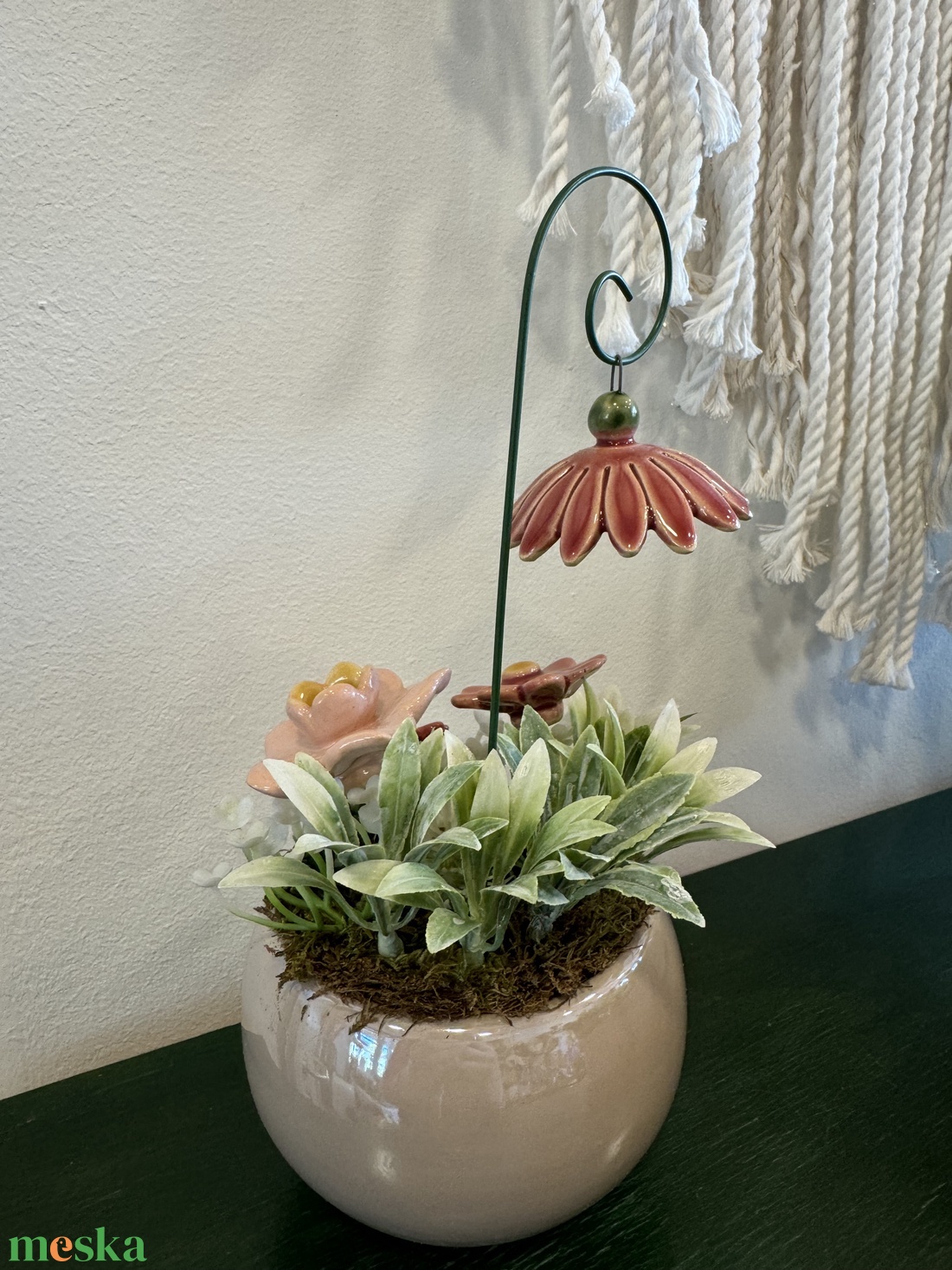 Kerámia virágos dísz  - otthon & életmód - dekoráció - asztal és polc dekoráció - asztaldísz - Meska.hu