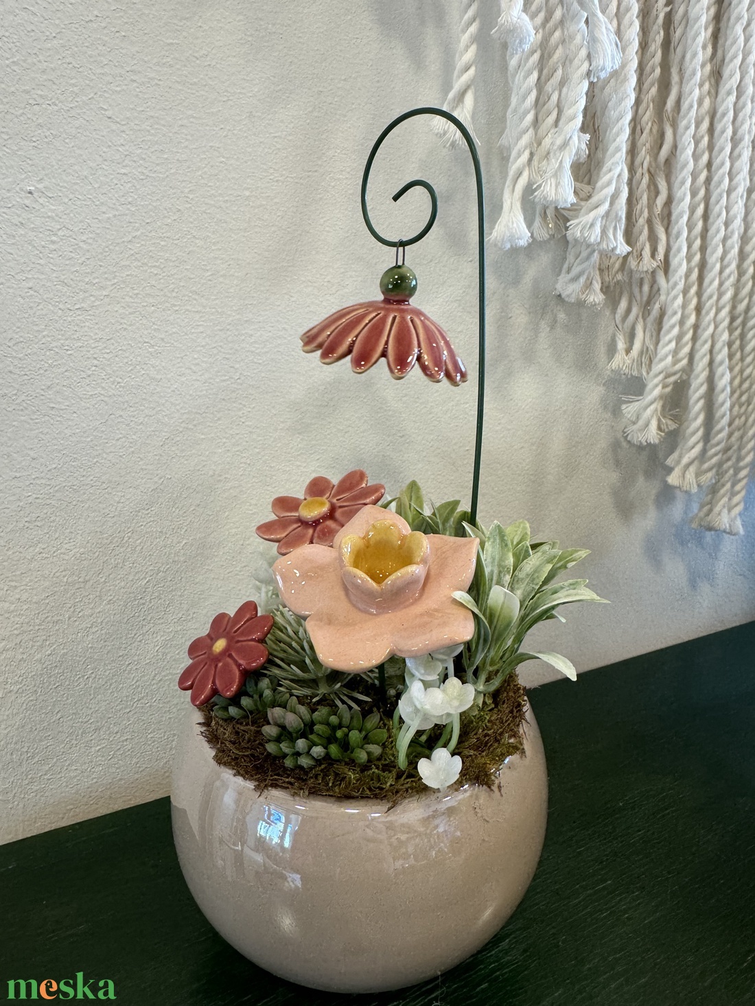 Kerámia virágos dísz  - otthon & életmód - dekoráció - asztal és polc dekoráció - asztaldísz - Meska.hu