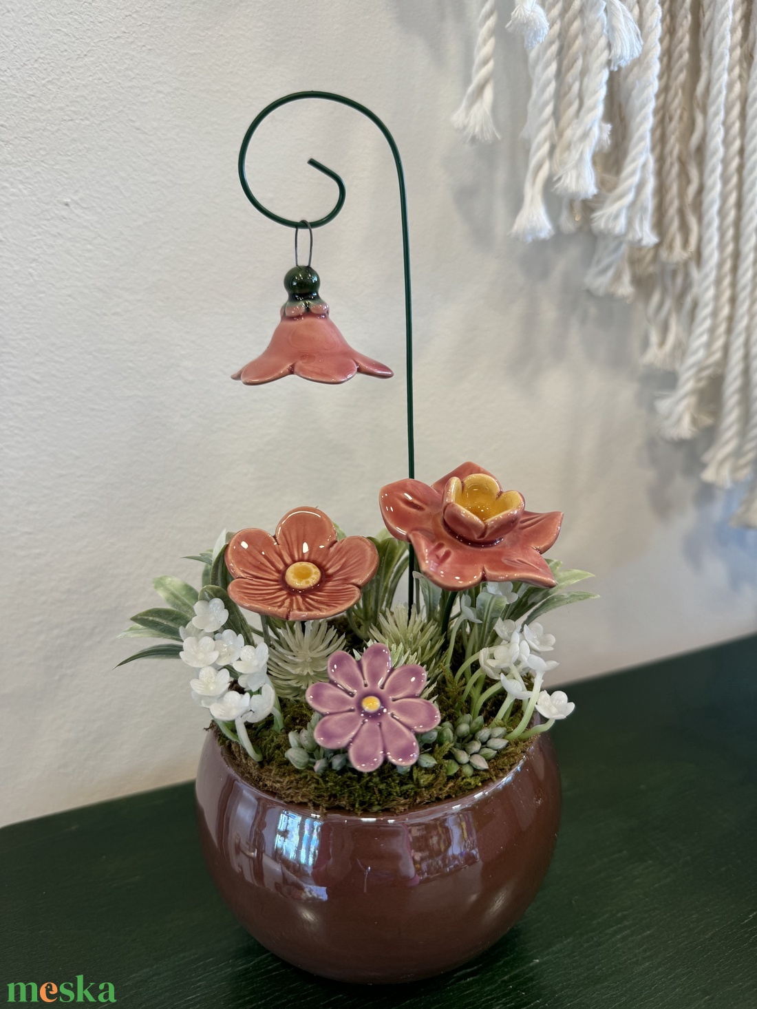 Kerámia virágos dísz  - otthon & életmód - dekoráció - asztal és polc dekoráció - asztaldísz - Meska.hu