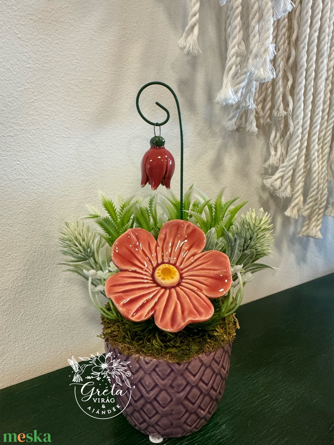 Kerámia virágos dísz  - otthon & életmód - dekoráció - asztal és polc dekoráció - asztaldísz - Meska.hu