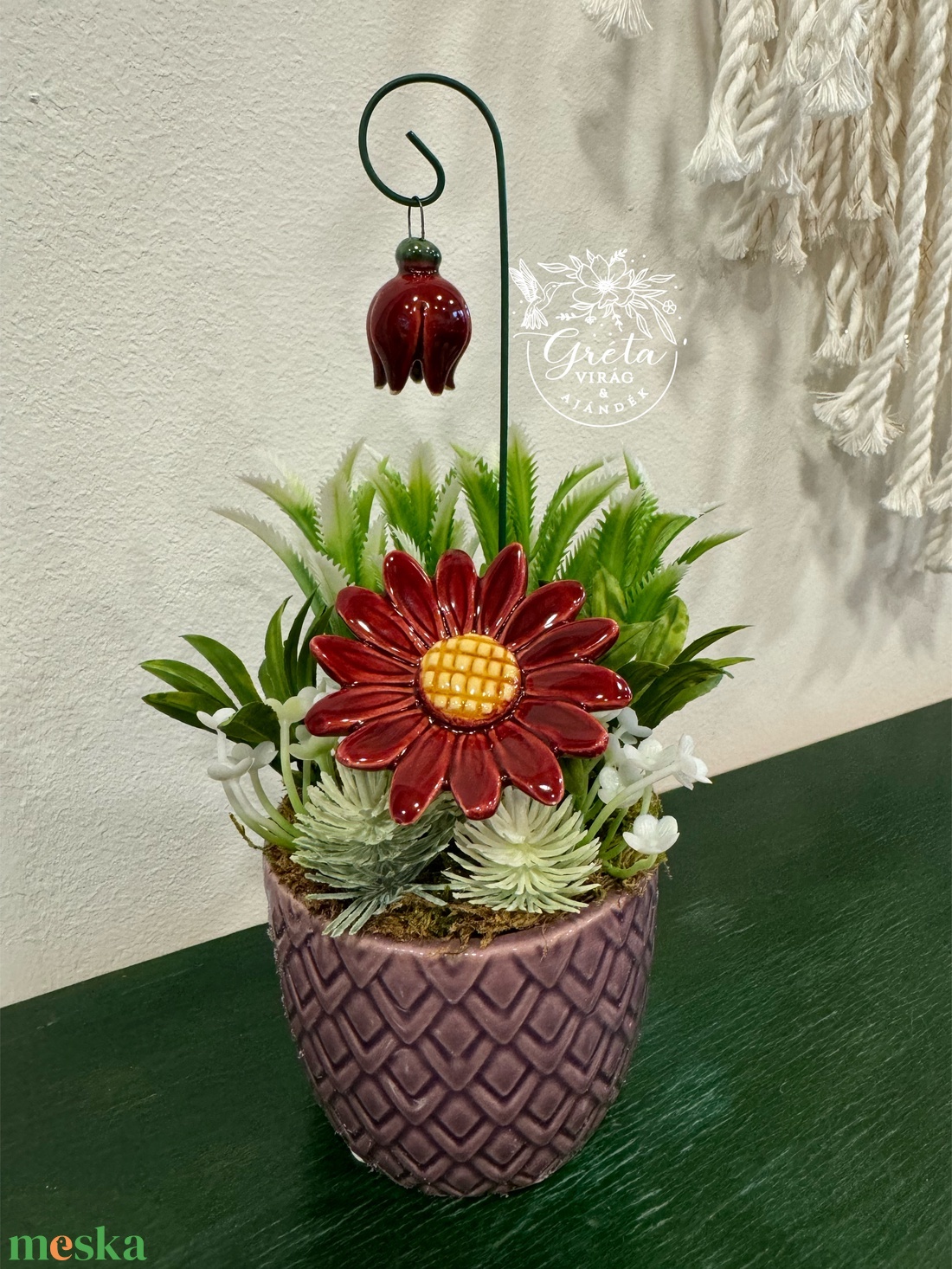 Kerámia virágos dísz  - otthon & életmód - dekoráció - asztal és polc dekoráció - asztaldísz - Meska.hu