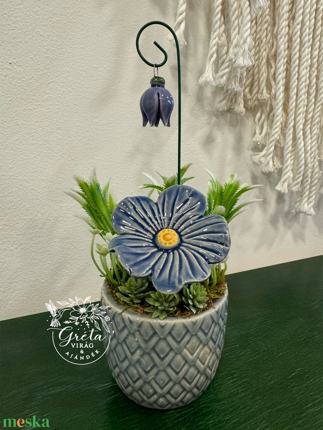 Kerámia virágos dísz  - otthon & életmód - dekoráció - asztal és polc dekoráció - asztaldísz - Meska.hu