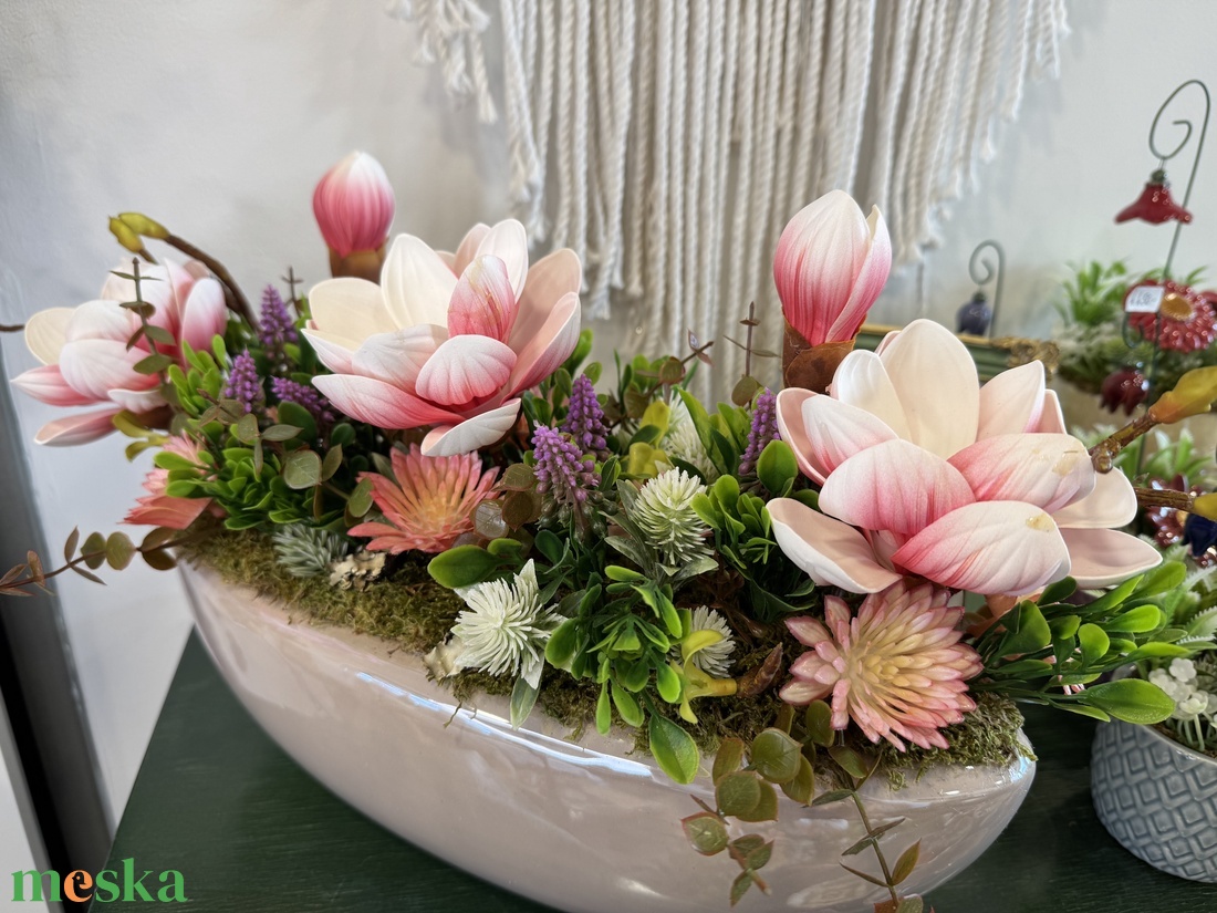 Magnólia virágos dísz - otthon & életmód - dekoráció - asztal és polc dekoráció - asztaldísz - Meska.hu