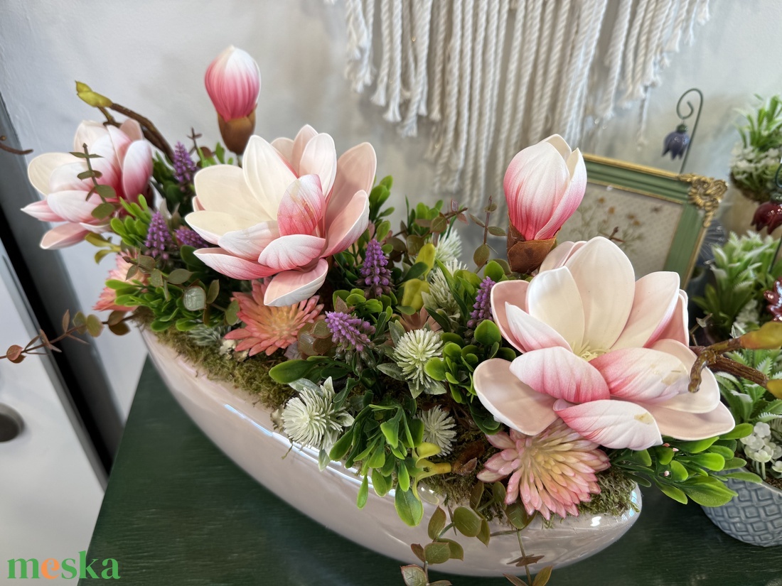 Magnólia virágos dísz - otthon & életmód - dekoráció - asztal és polc dekoráció - asztaldísz - Meska.hu