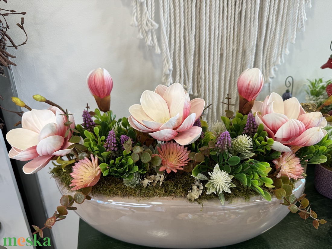 Magnólia virágos dísz - otthon & életmód - dekoráció - asztal és polc dekoráció - asztaldísz - Meska.hu