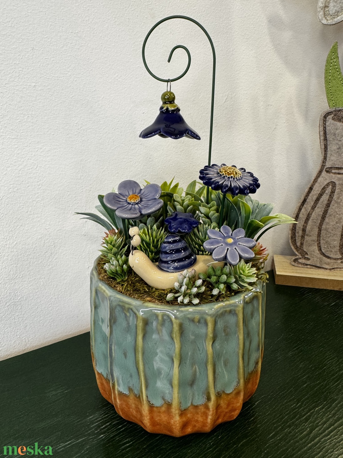 Kerámia virágos dísz - otthon & életmód - virágdekoráció - virágdíszek - virágdísz kaspóban - Meska.hu