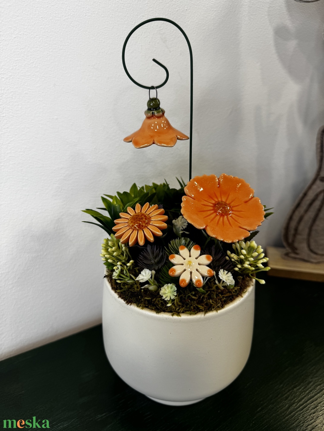 Kerámia virágos asztaldísz � barackos árnyalatú, egyedi kézműves dekoráció - otthon & életmód - dekoráció - asztal és polc dekoráció - asztaldísz - Meska.hu