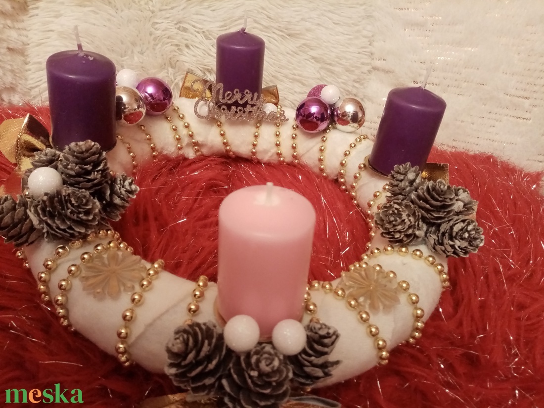 Adventi koszorú  - karácsony - karácsonyi lakásdekoráció - ünnepi asztaldekoráció - Meska.hu