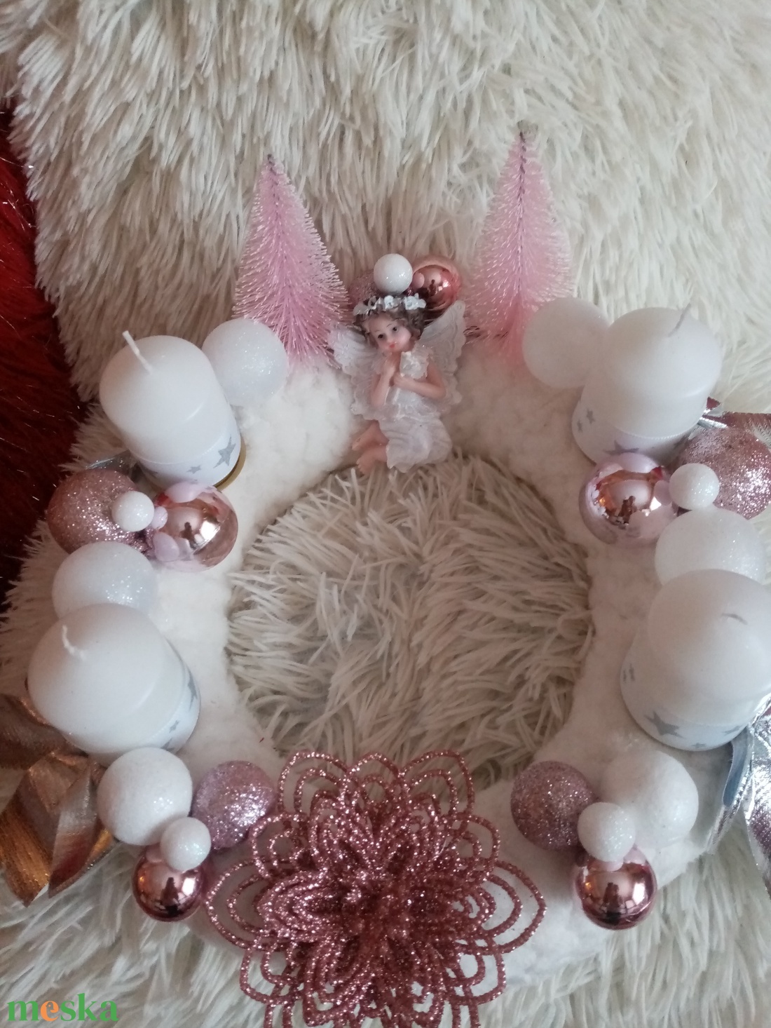 Adventi koszorú angyalkás - karácsony - karácsonyi lakásdekoráció - karácsonyi ajtódíszek - Meska.hu