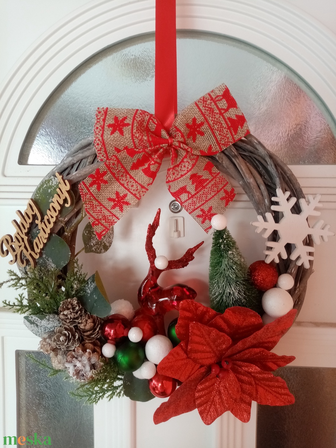 Karácsonyi ajtó kopogtató - karácsony - karácsonyi lakásdekoráció - karácsonyi ajtódíszek - Meska.hu