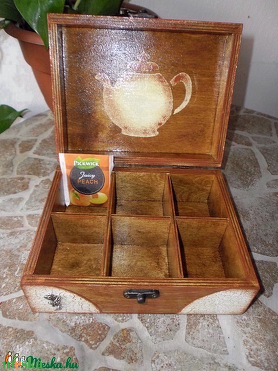 Teásdoboz,tea tartó doboz 6 rekeszes . -  - Meska.hu
