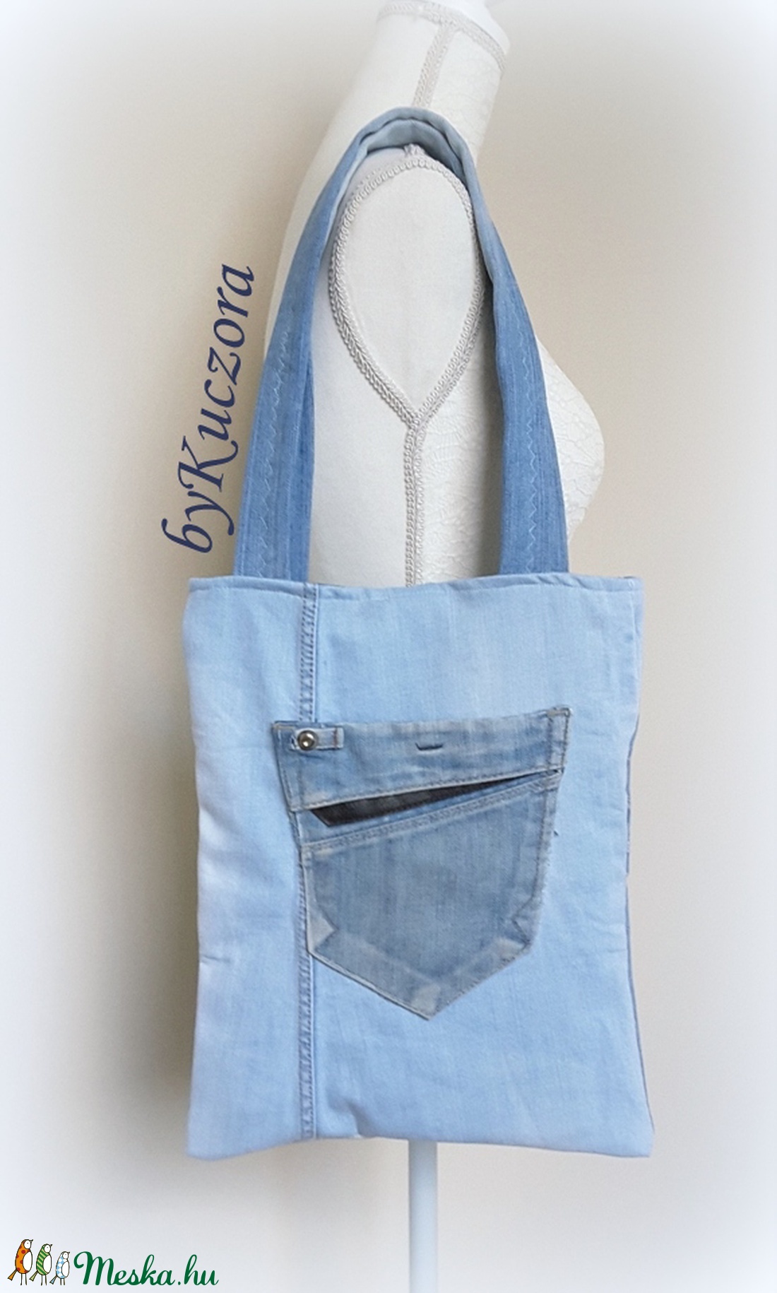Farmer válltáska, szatyor - Világoskék strasszos -  - Meska.hu