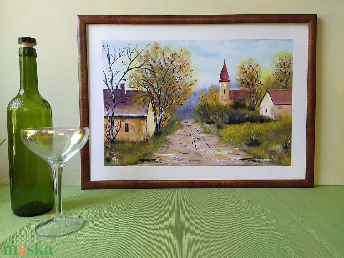 Templom a faluban.... - művészet - festmény - akril - Meska.hu