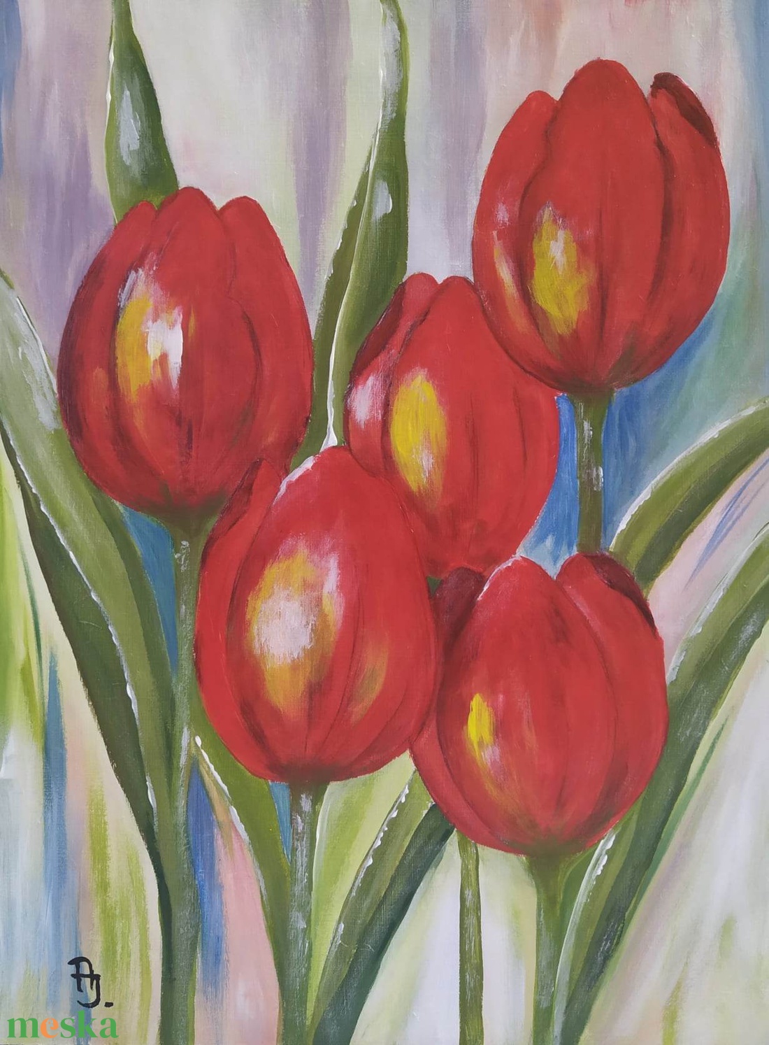 Piros tulipánok....... - művészet - festmény - akril - Meska.hu Piros tulipánok....... - művészet - festmény - akril - Meska.hu