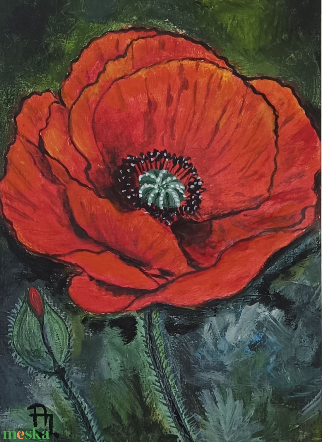 Mákvirág  - művészet - festmény - akril - Meska.hu