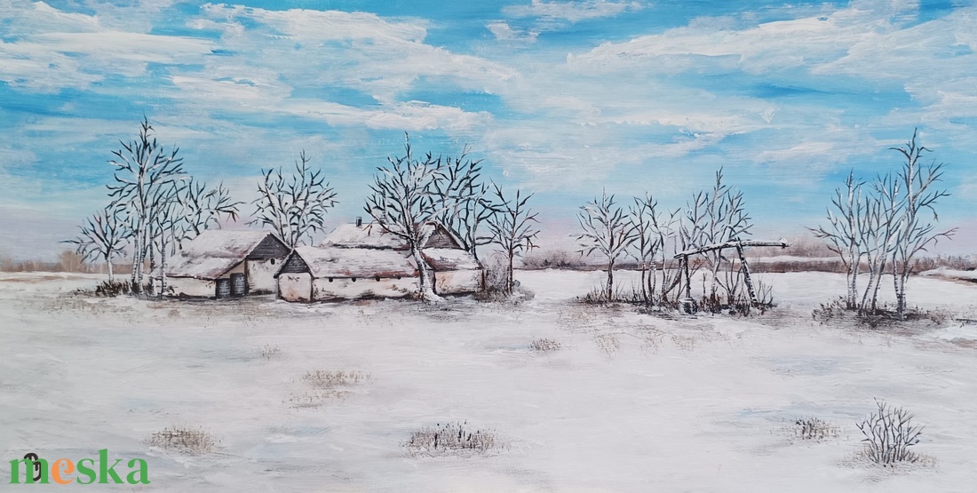 Tél és magány..... - művészet - festmény - akril - Meska.hu