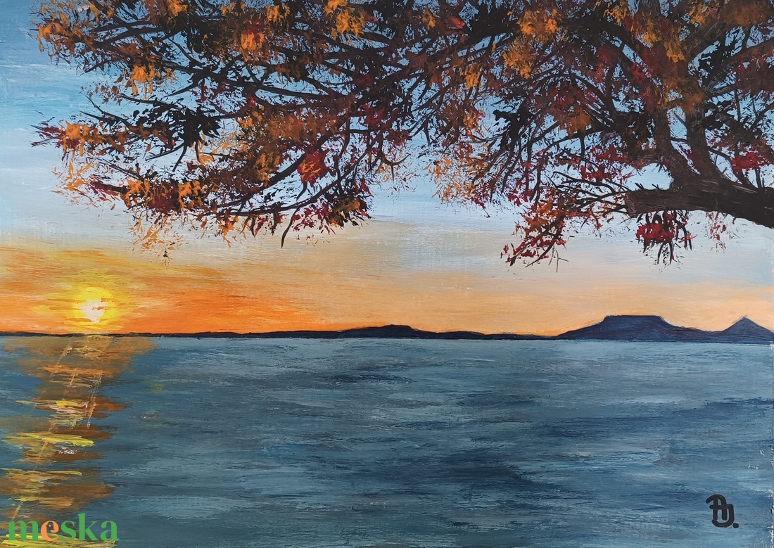 Balatoni naplemente....  - művészet - festmény - akril - Meska.hu