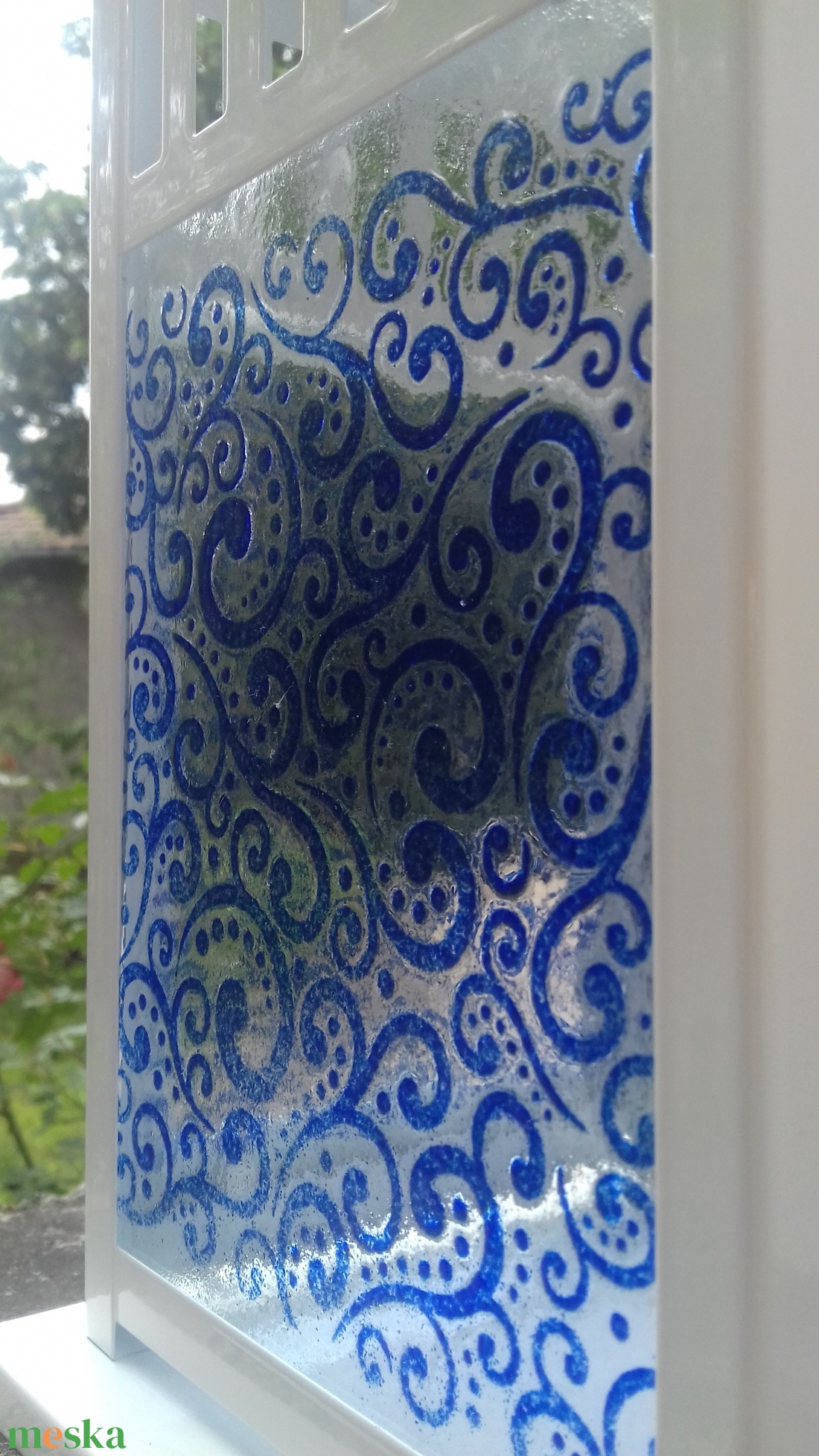 Csipke Tündér lámpás üvegrogyasztással - tengerkék - otthon & életmód - lámpa - asztali lámpa - Meska.hu