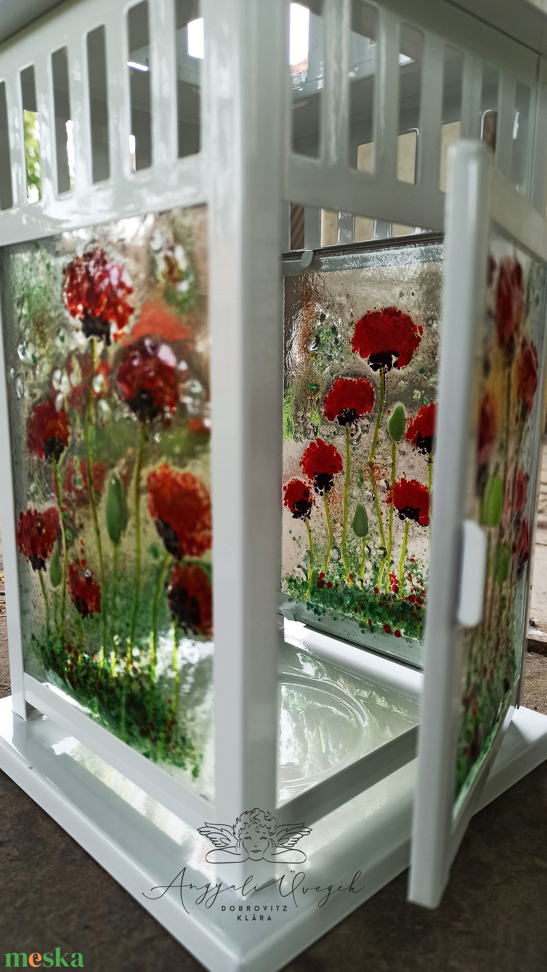 Tündér lámpás üvegrogyasztással - pipacs - otthon & életmód - ház & kert - kerti lámpa - Meska.hu