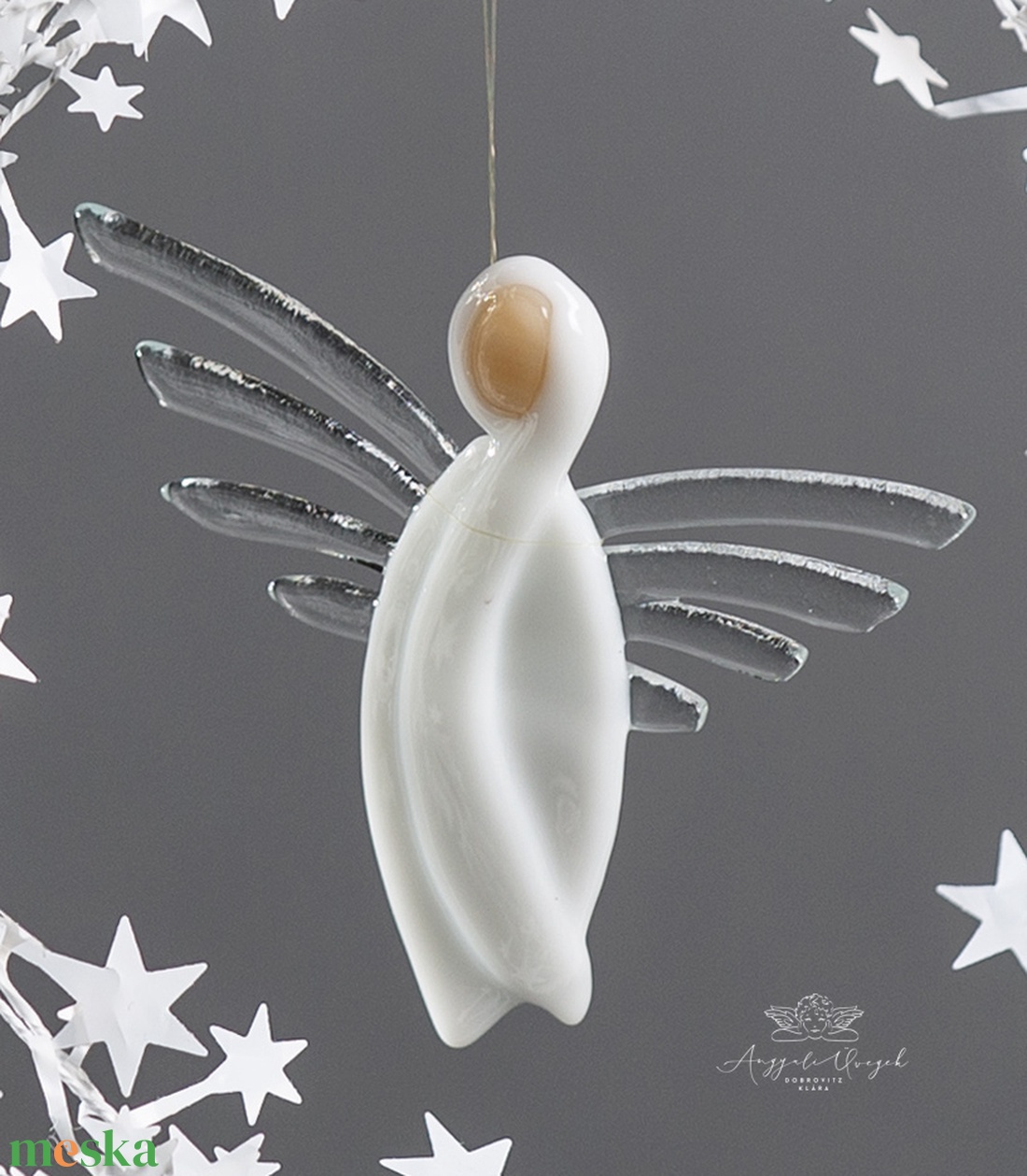 Luna � a fényből született üvegangyal - karácsony - karácsonyi ajándékozás - karácsonyi képeslap, üdvözlőlap, ajándékkísérő - Meska.hu