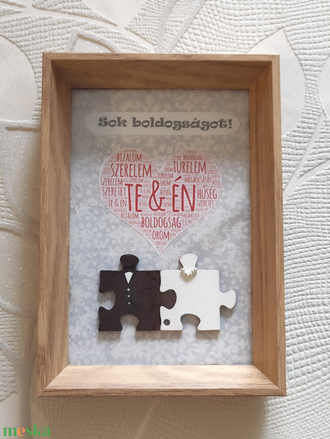 Esküvői gratulációs kép, puzzle figurás - esküvő - emlék & ajándék - doboz - Meska.hu Esküvői gratulációs kép, puzzle figurás - esküvő - emlék & ajándék - doboz - Meska.hu