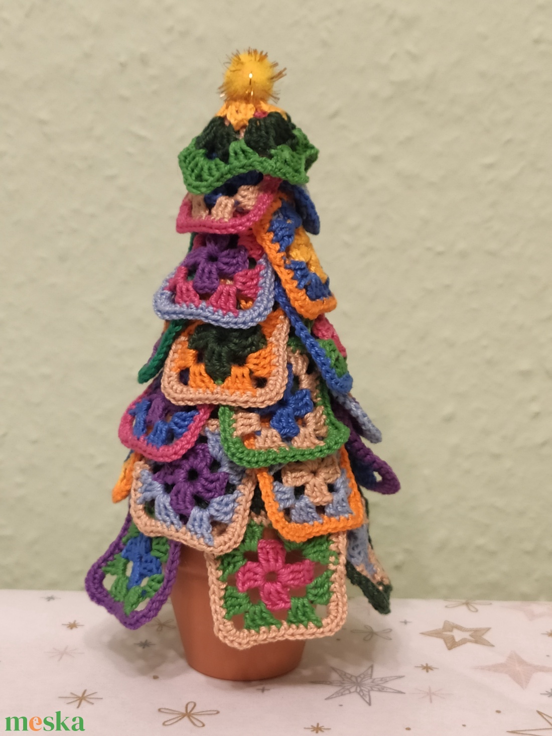 Horgolt karácsonyfa nagyi mintás - karácsony - karácsonyi lakásdekoráció - ünnepi asztaldekoráció - Meska.hu