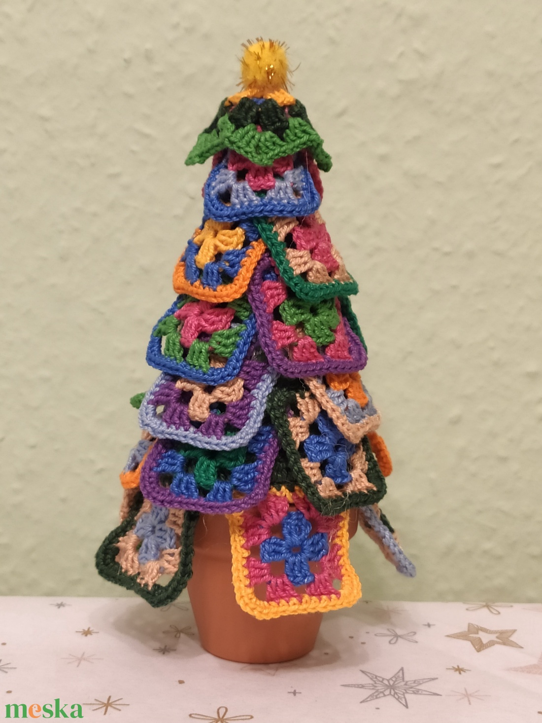 Horgolt karácsonyfa nagyi mintás - karácsony - karácsonyi lakásdekoráció - ünnepi asztaldekoráció - Meska.hu