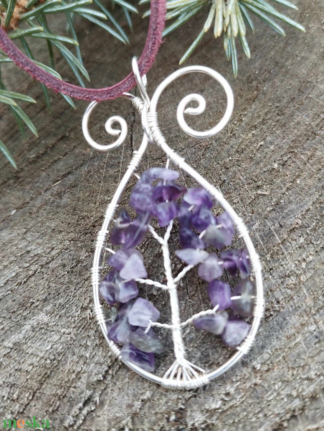 Ametiszt Életfa medál - ékszer - nyaklánc - medálos nyaklánc - Meska.hu