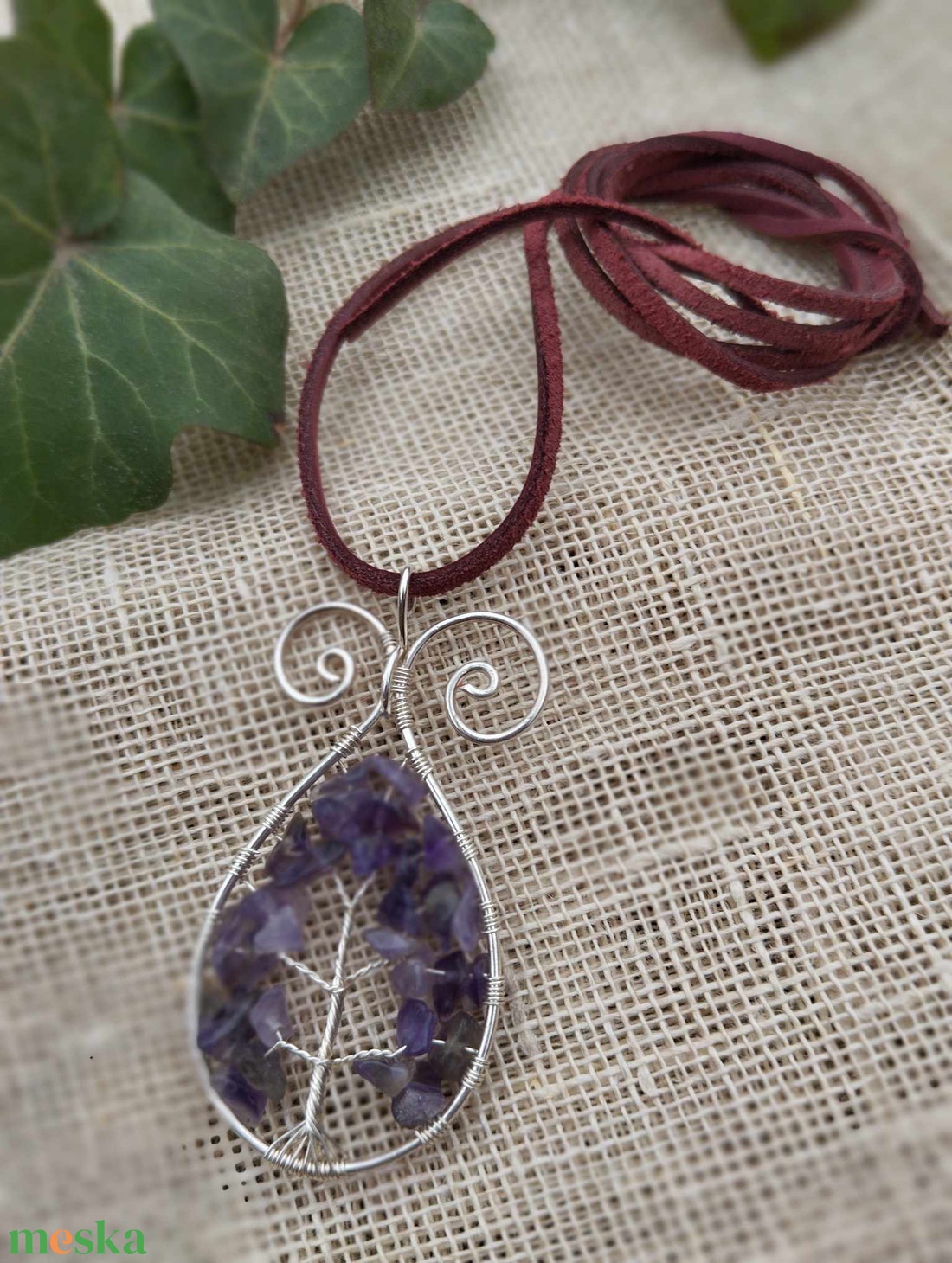 Ametiszt Életfa medál - ékszer - nyaklánc - medálos nyaklánc - Meska.hu