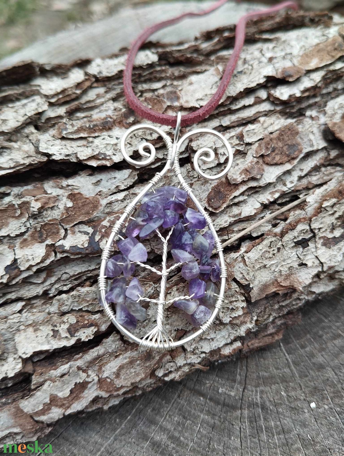 Ametiszt Életfa medál - ékszer - nyaklánc - medálos nyaklánc - Meska.hu