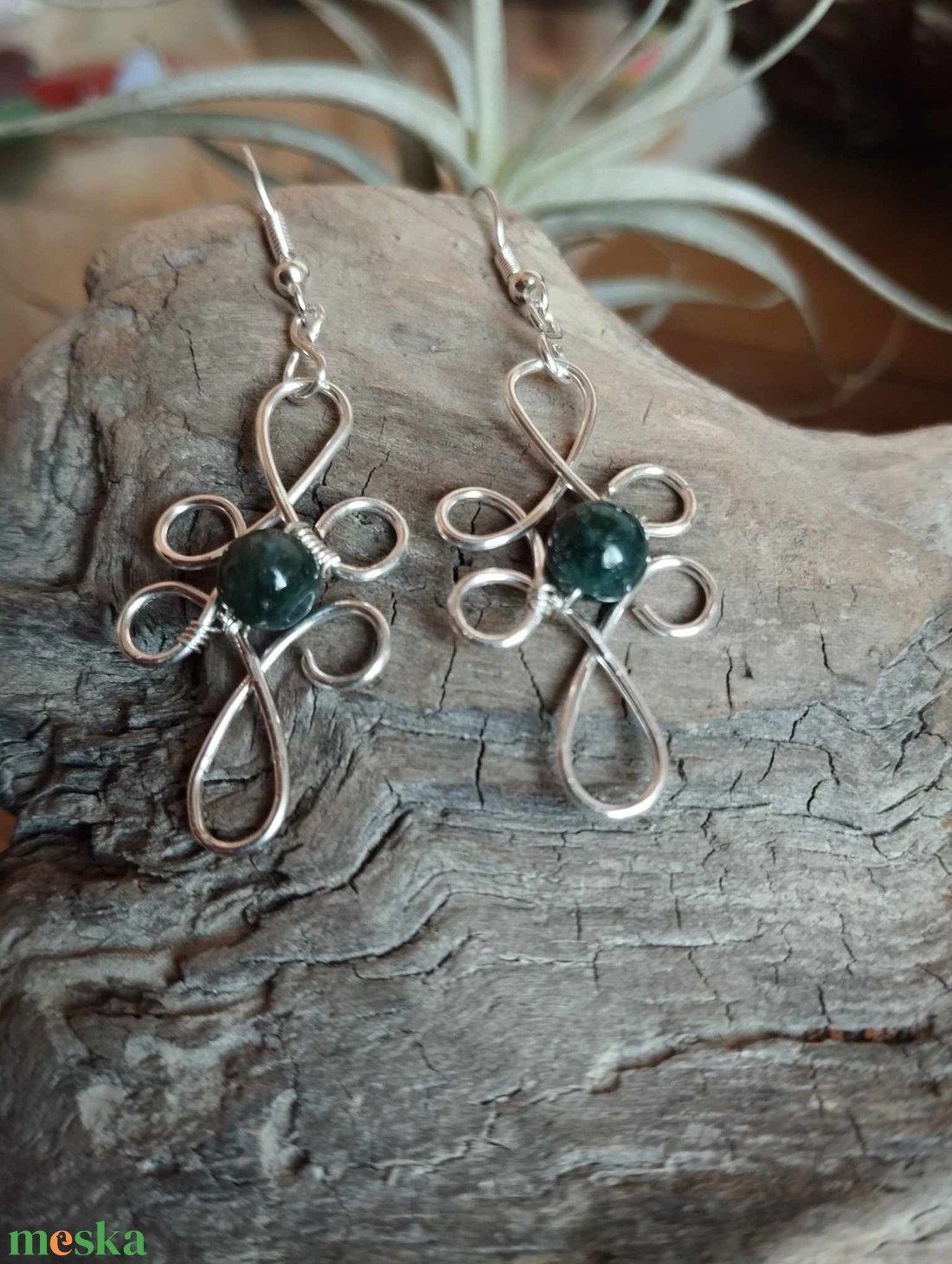 Mohaachát drót fülbevaló - ékszer - fülbevaló - lógó fülbevaló - Meska.hu