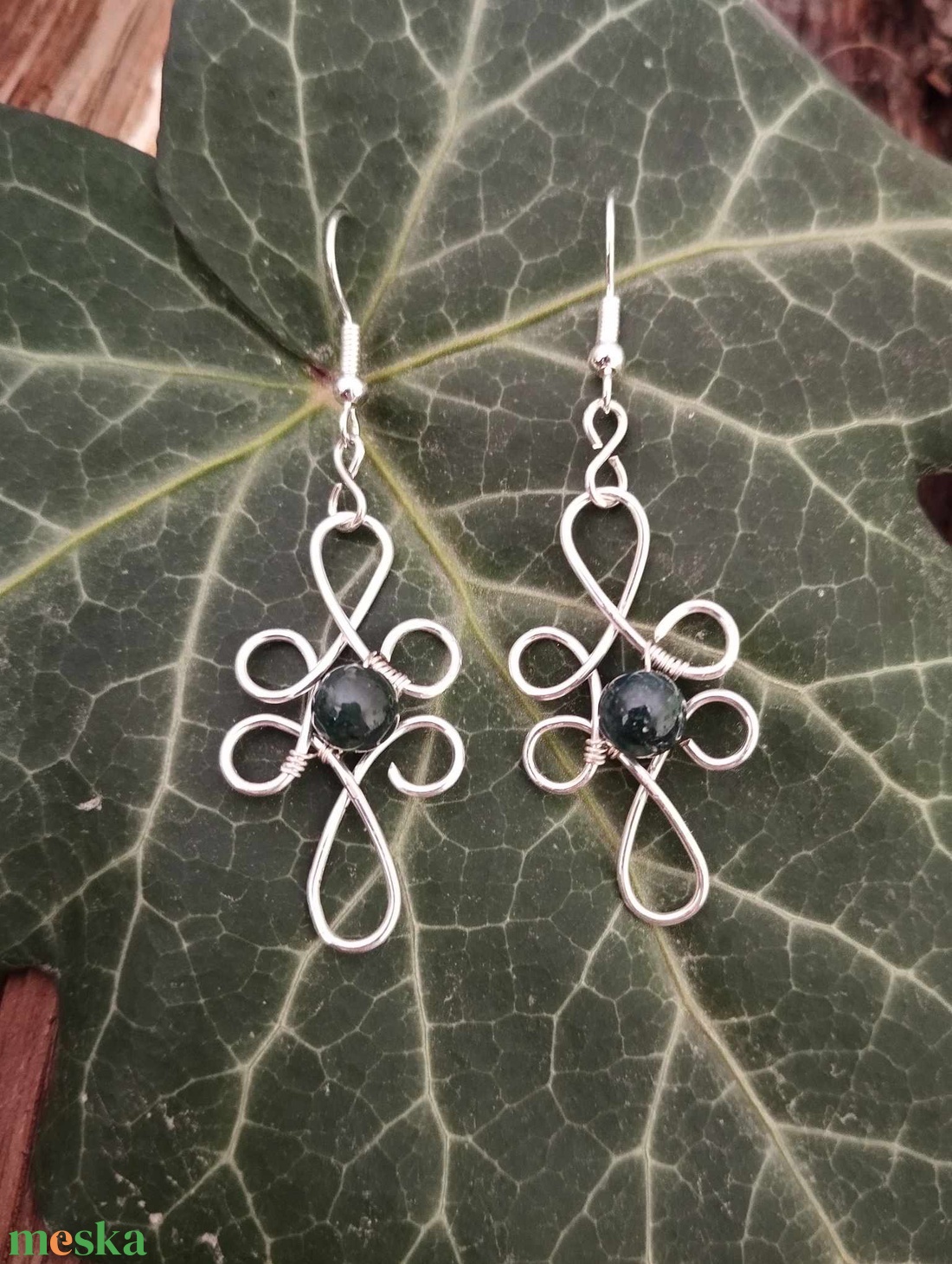 Mohaachát drót fülbevaló - ékszer - fülbevaló - lógó fülbevaló - Meska.hu