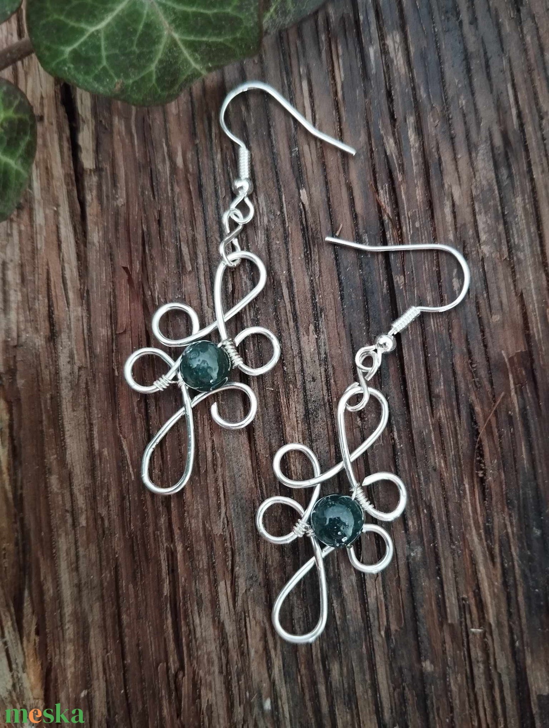 Mohaachát drót fülbevaló - ékszer - fülbevaló - lógó fülbevaló - Meska.hu