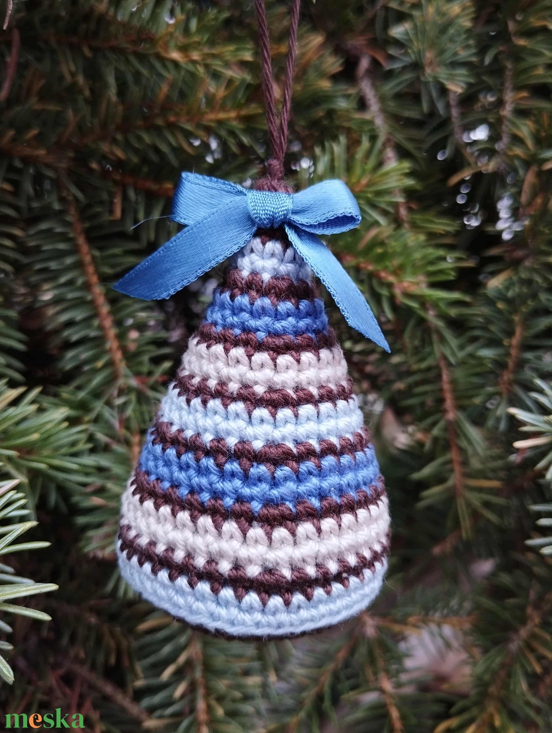 Jeges fenyő, horgolt karácsonyfa - karácsony - karácsonyi lakásdekoráció - karácsonyfadíszek - Meska.hu