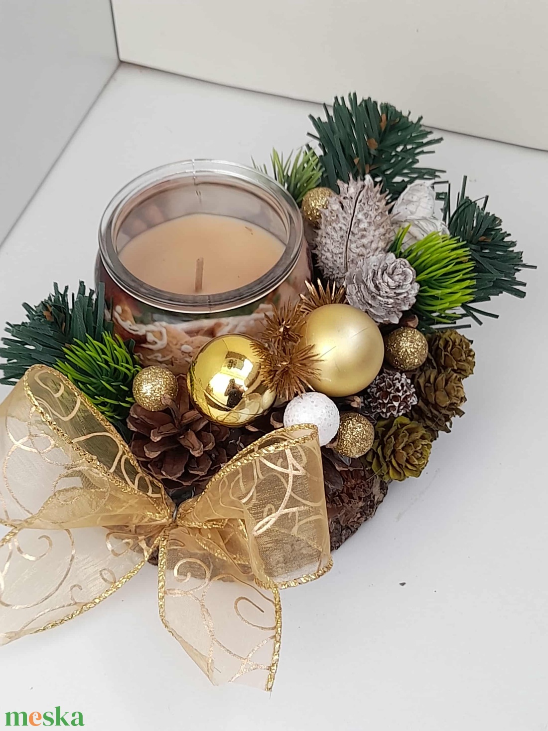 Adventi asztaldísz illatmécsessel - karácsony - adventi díszek - adventi asztaldísz - Meska.hu