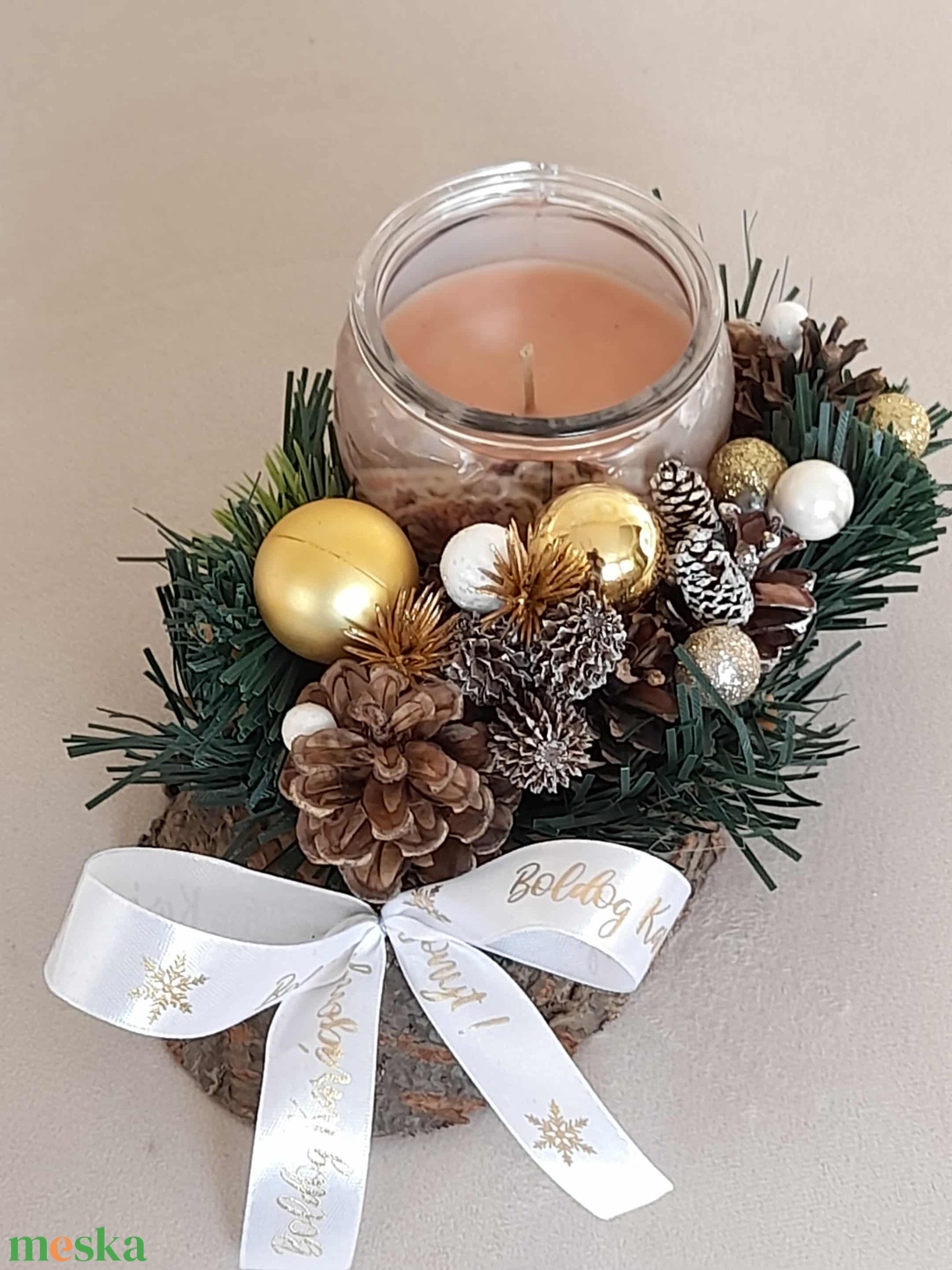 Adventi asztaldísz illatmécsessel - karácsony - adventi díszek - adventi asztaldísz - Meska.hu